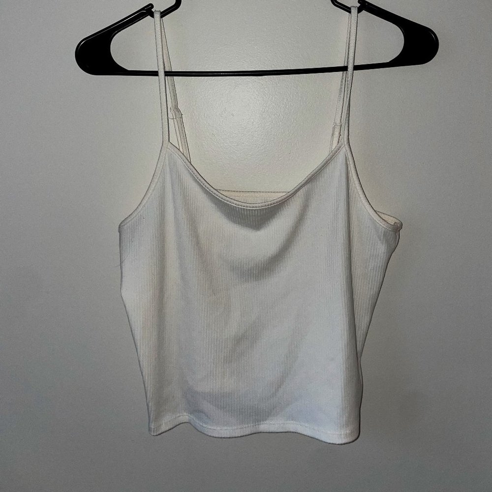 Cream White Ribbed Cami Crop Top Size Large